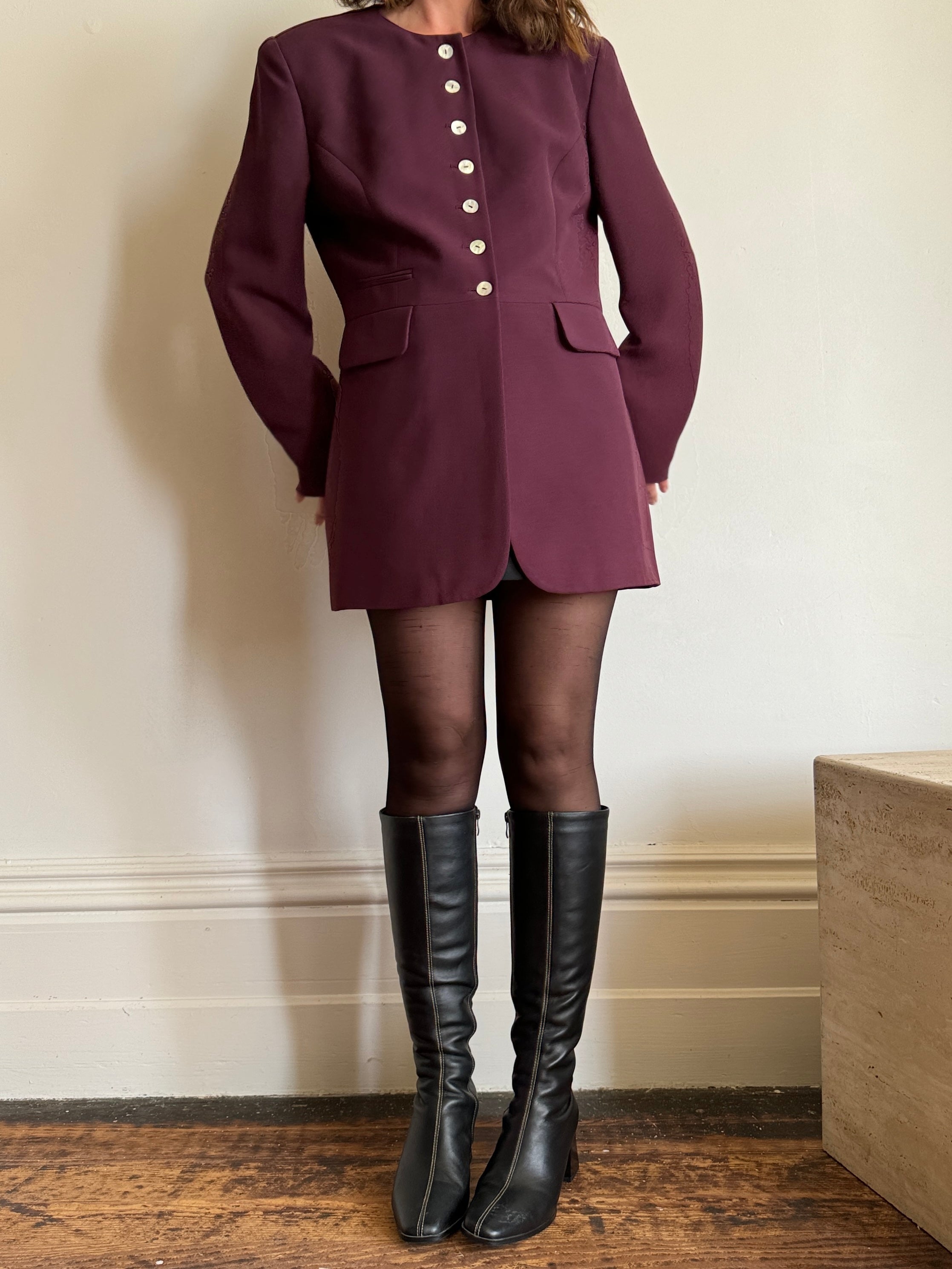 Vintage 90s Plum Button Up Blazer Dress