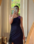 Vintage Y2K Party Dress with Flower Purple Noir