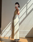 Vintage 60s Brocade Longline Qipao Cream