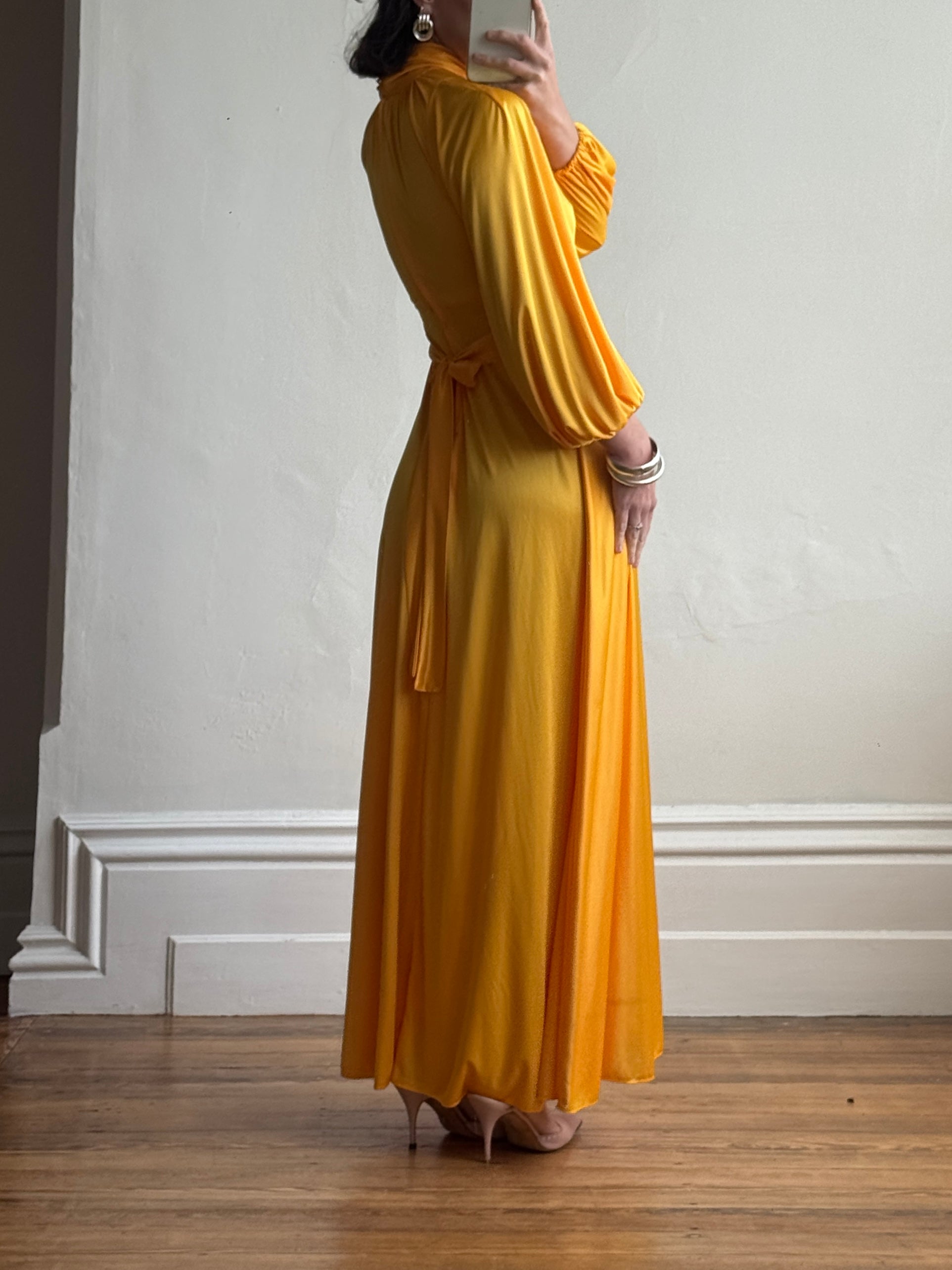 Vintage 70s Marigold Swing Maxi Dress
