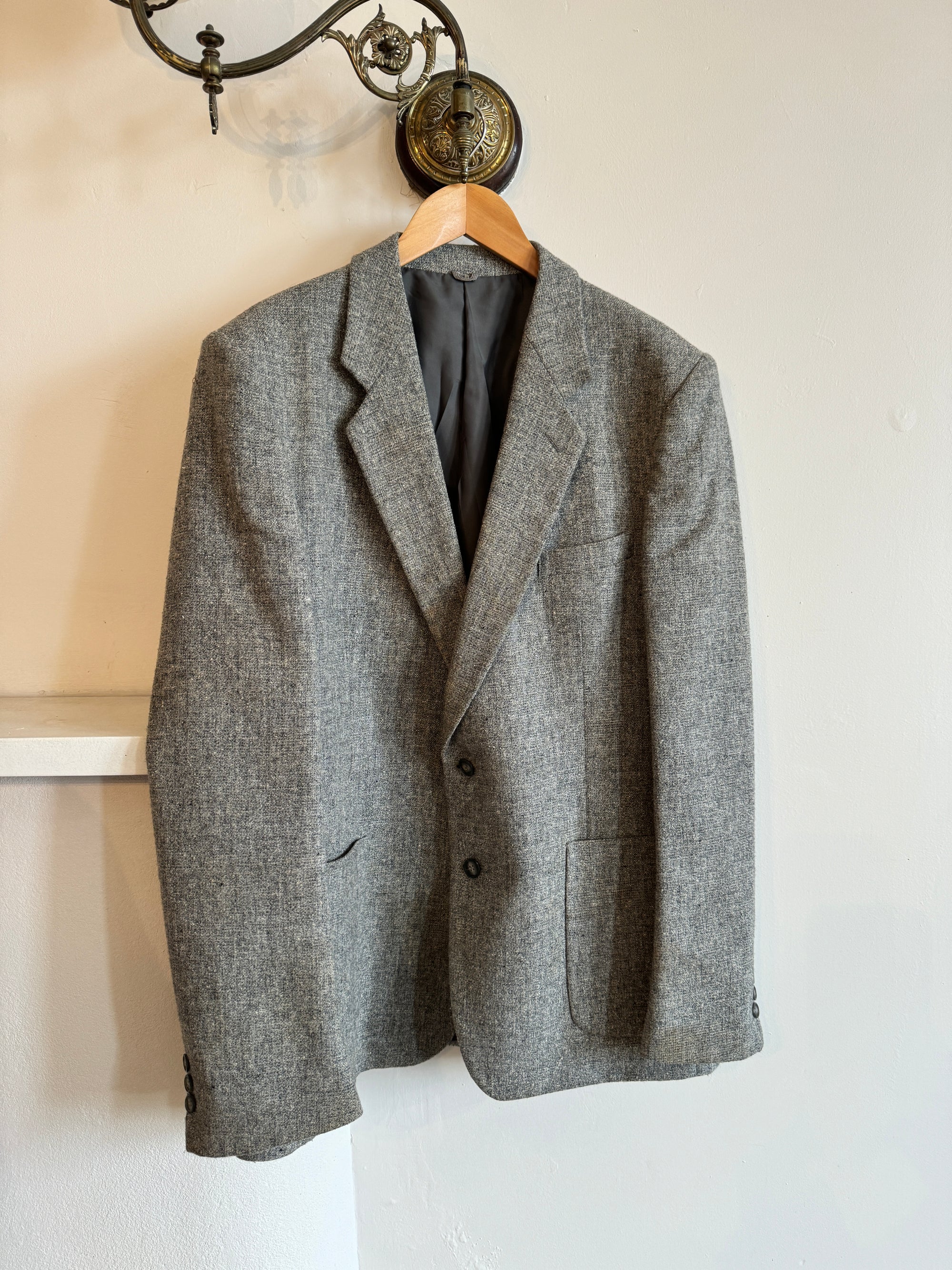 Vintage Light Grey Wool Oversized Blazer