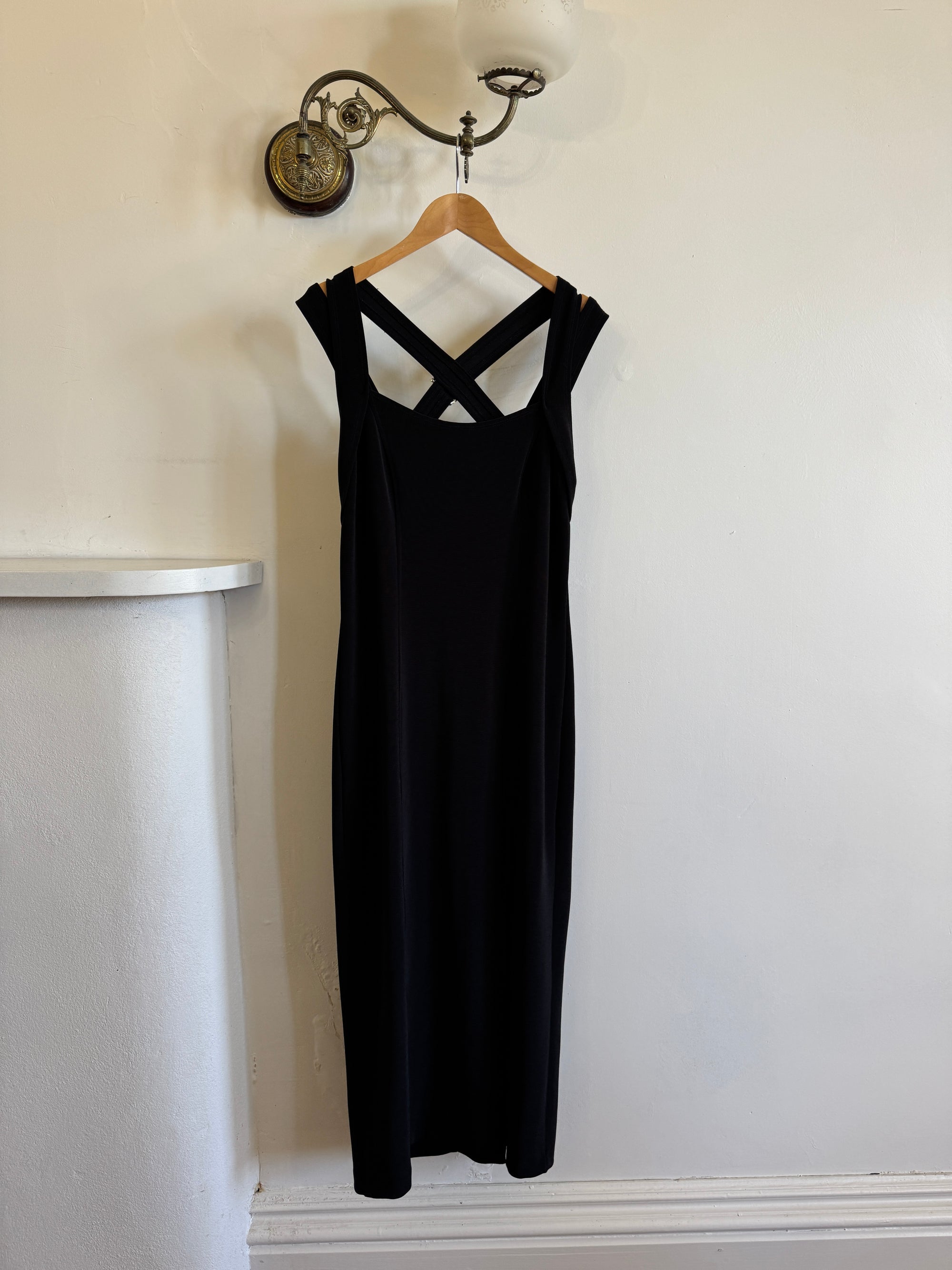 Vintage 90s Bodycon Midi Harness Straps With Rhinestone Buckles