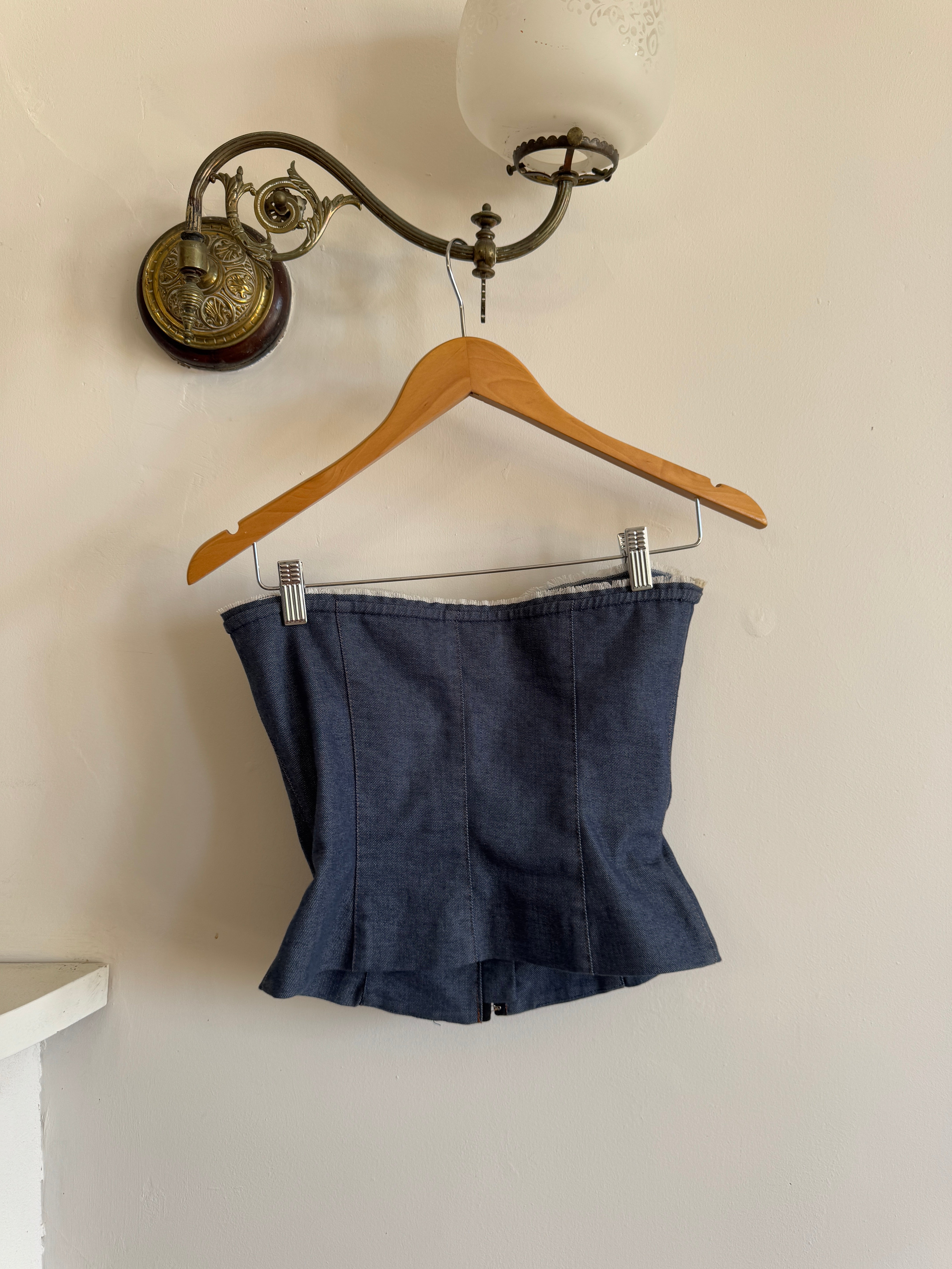Vintage 90s Australian Made Denim Bustier With Rosette