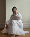 Vintage 70s Swiss Dot Prairie Wedding Dress