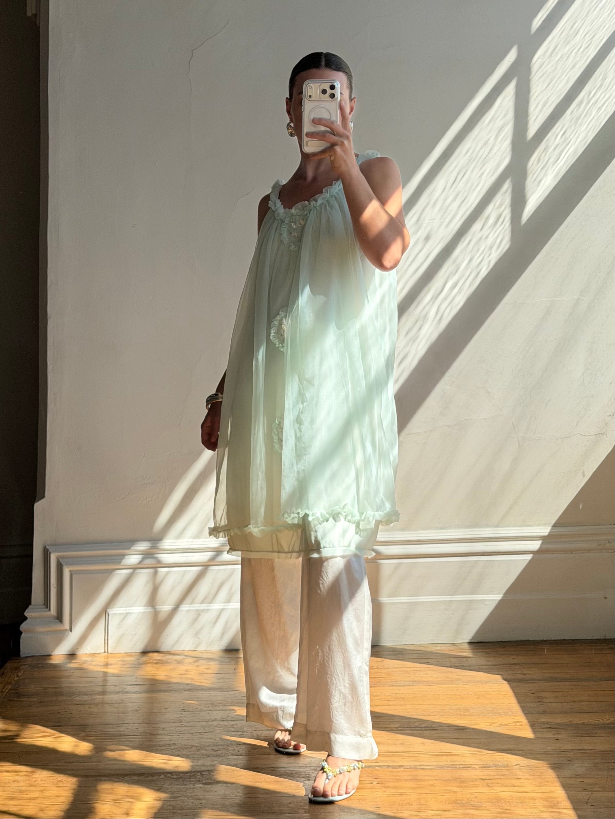 Vintage 60s Babydoll Shift Dress Mint