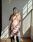 Vintage 50s Liquid Satin Slip Pink Dress Creme Lace