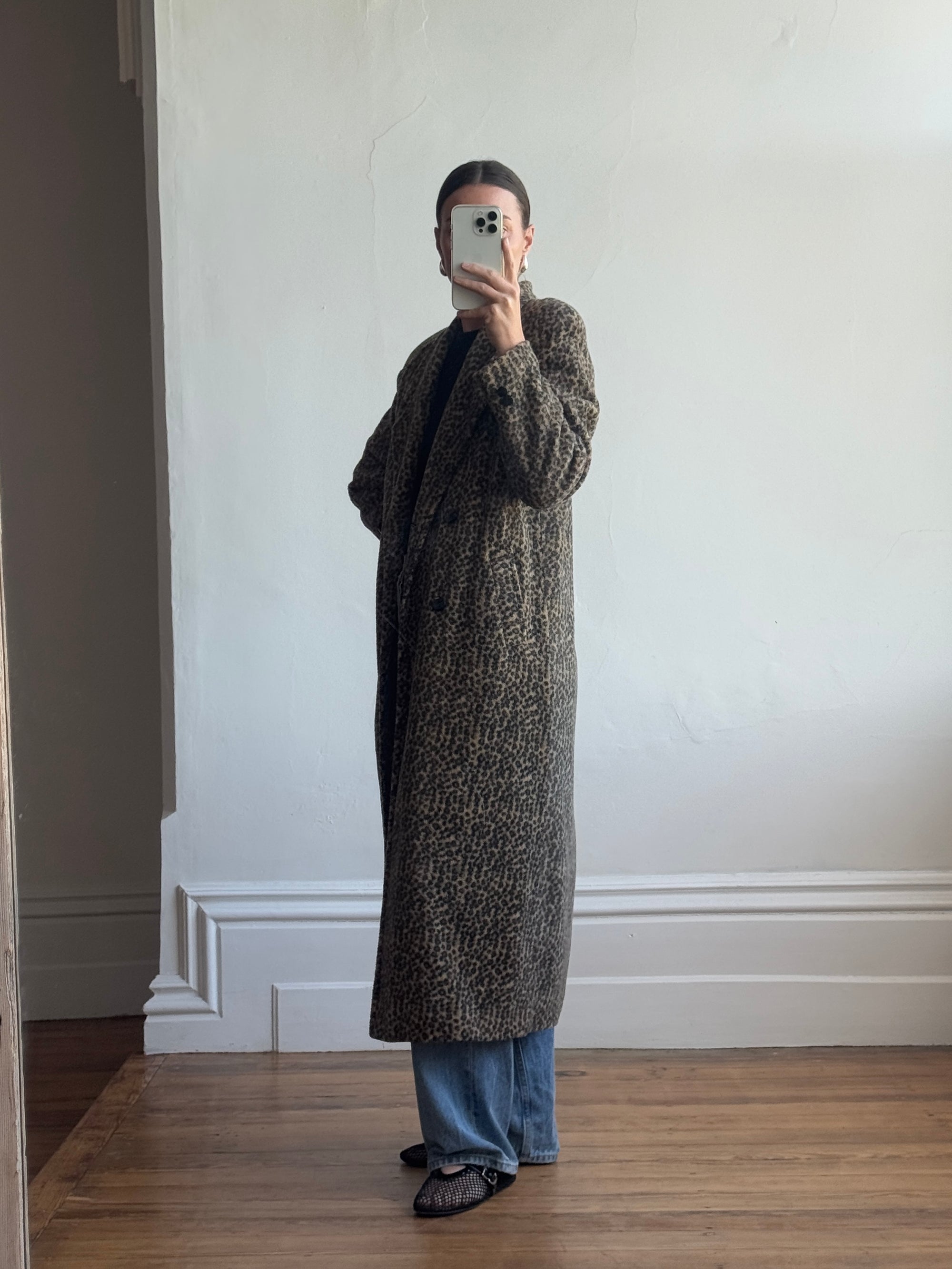 Vintage 90s Cheetah Teddy Double Breasted Coat