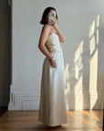 Vintage 90s Ruched Satin Two Piece Bridal Set Champagne
