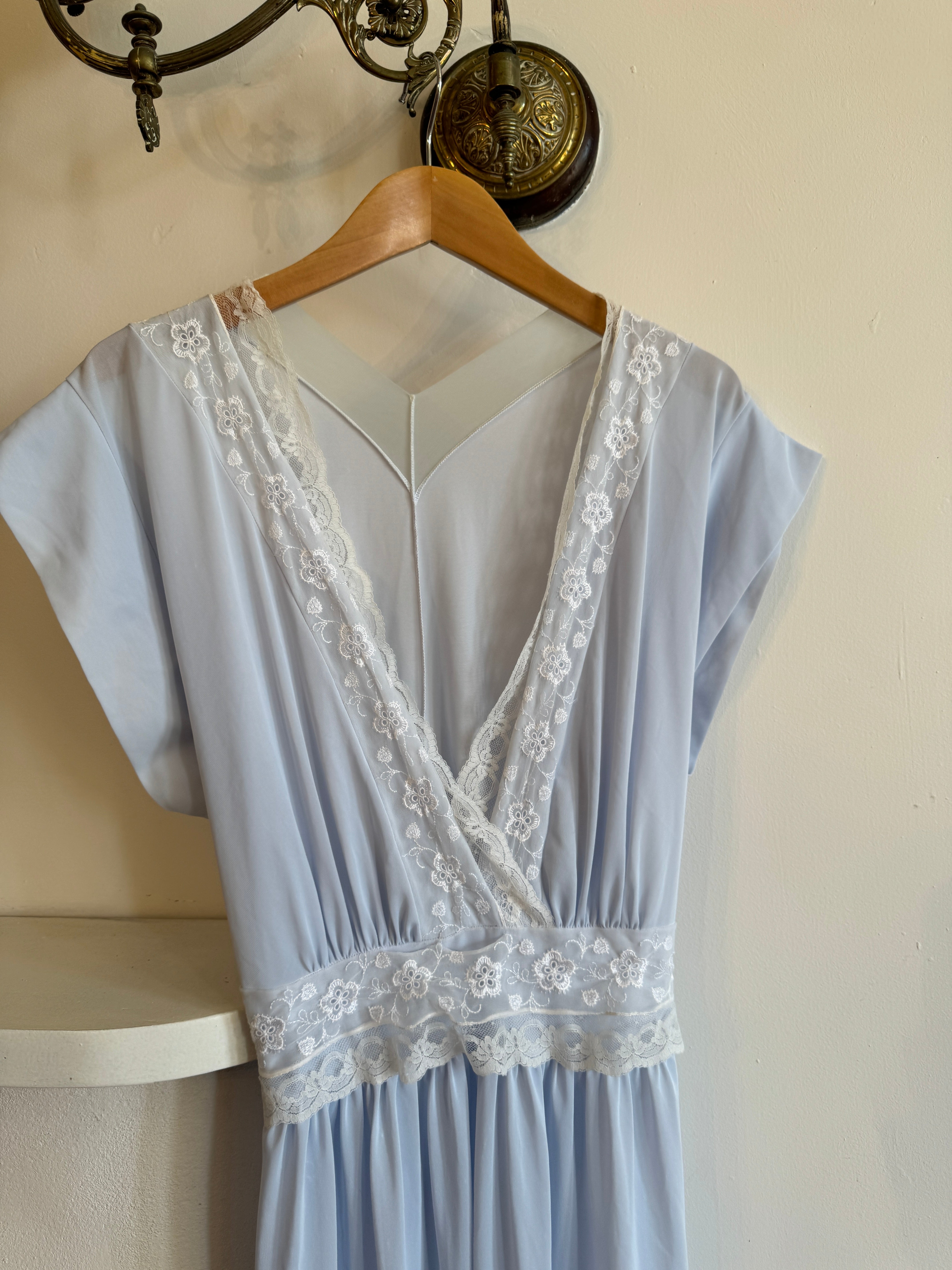 Vintage Sheer Blue V Neck Slip Dress