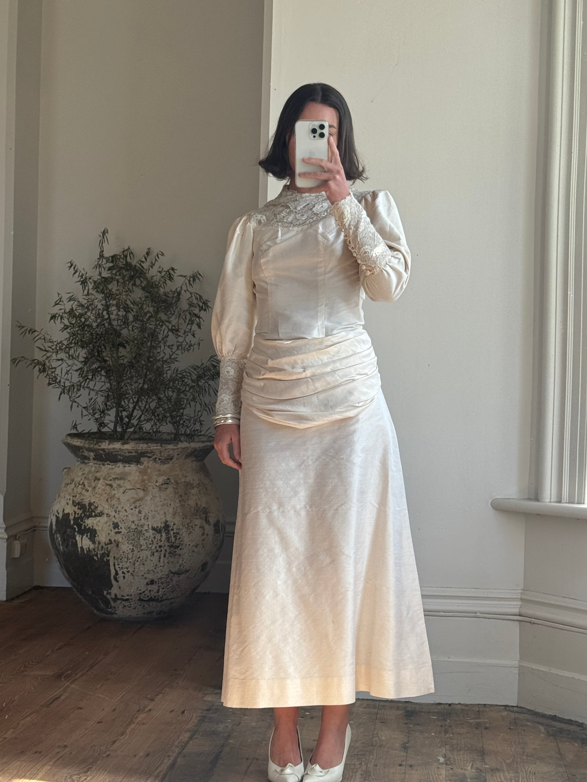 Vintage 60s Pure Silk Poet Wedding Dress