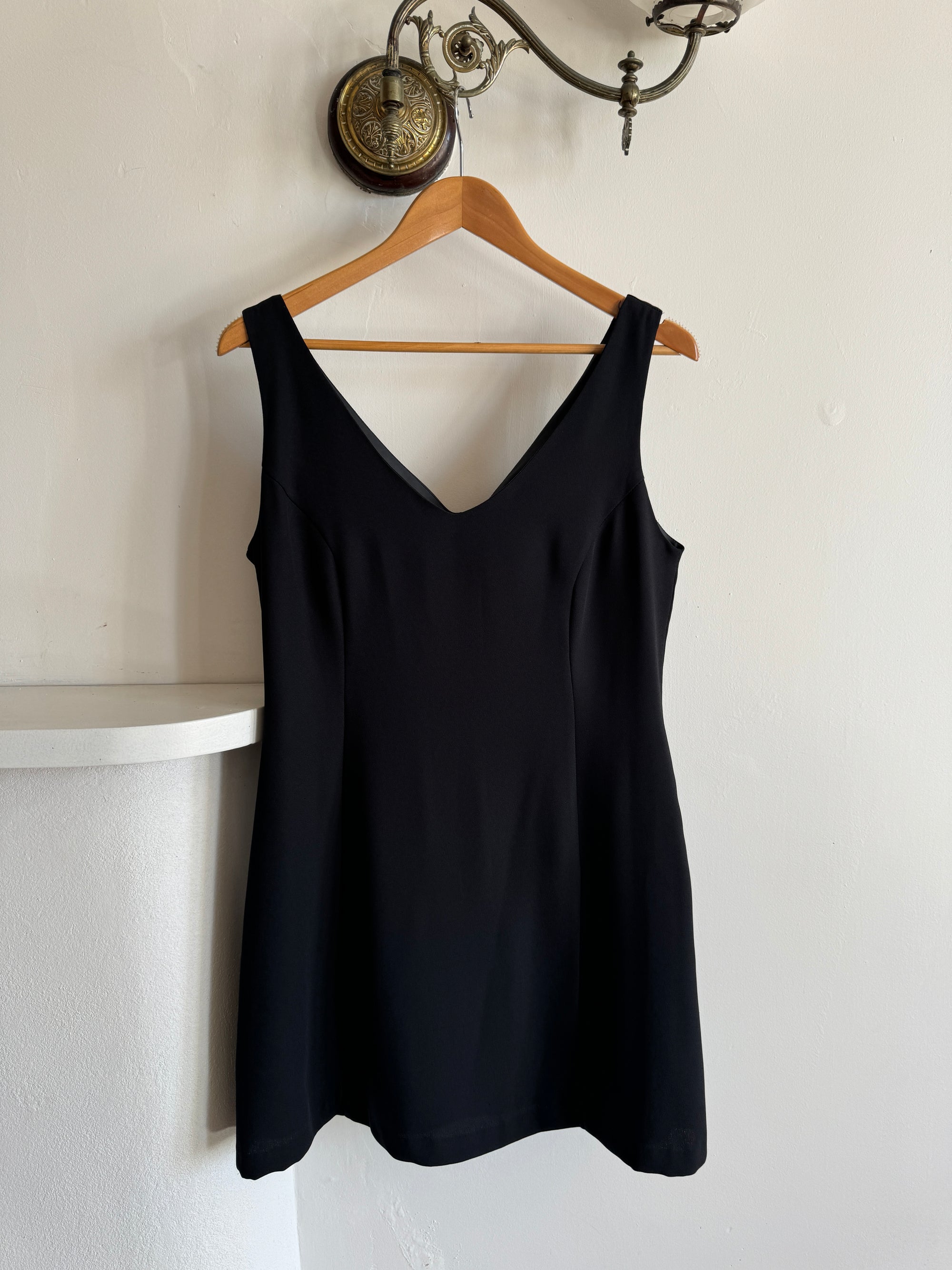 Vintage 90s Tailored A-Line Mini Dress Noir