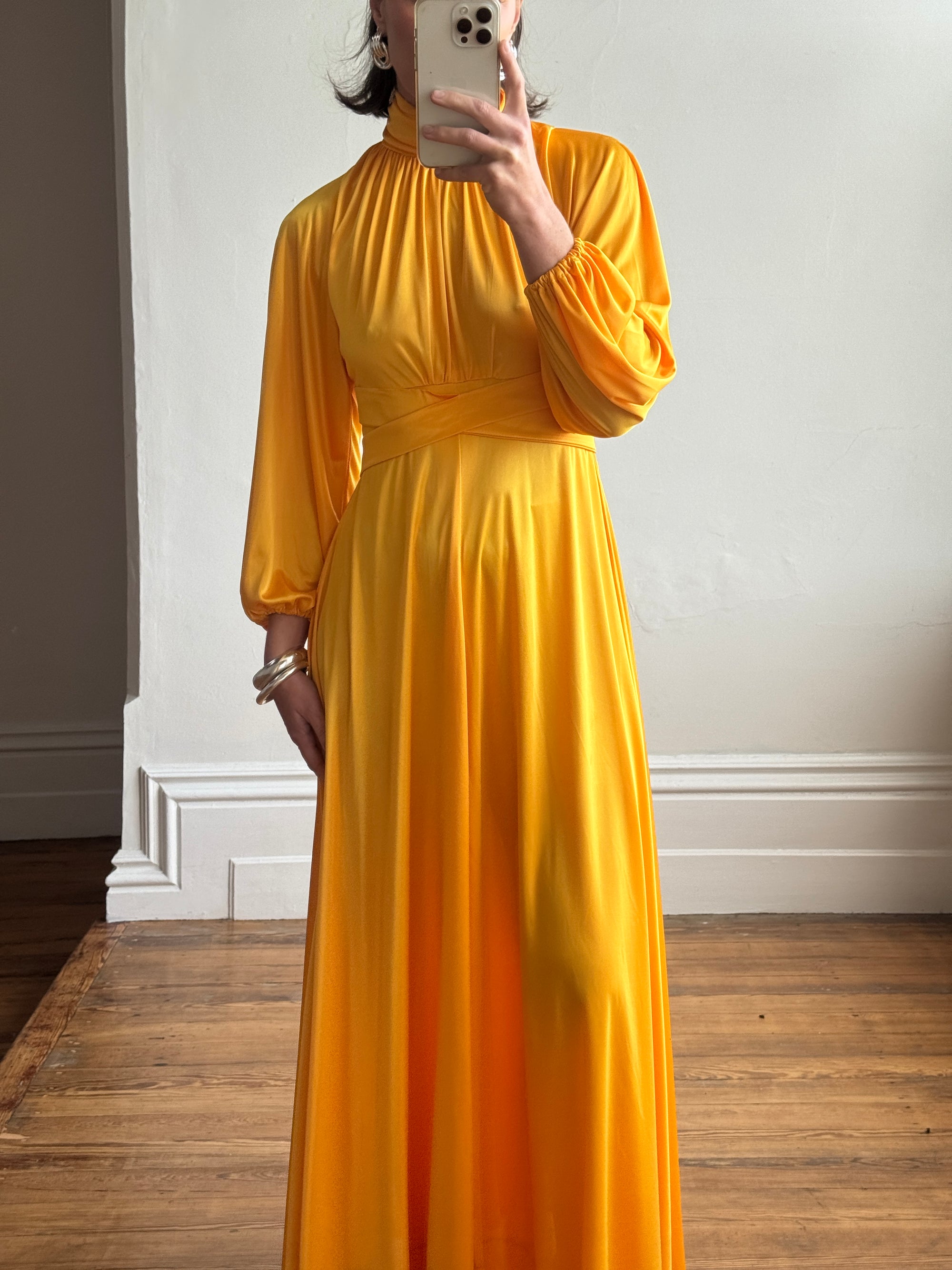 Vintage 70s Marigold Swing Maxi Dress