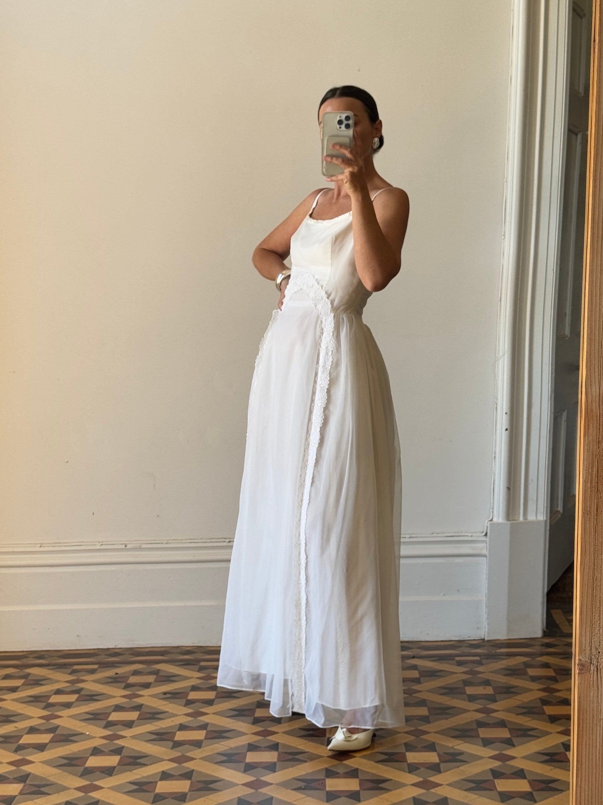 Vintage 60s Strappy Lace Wedding Dress