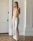 Vintage 90s DKNY Pure Silk Embroidered Camisole Creme