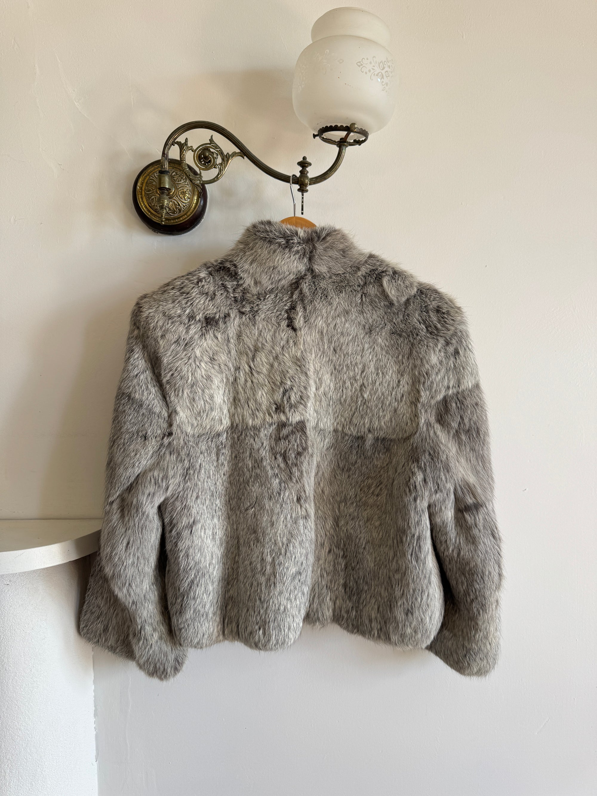 Vintage Grey Marle Fur Cropped Coat