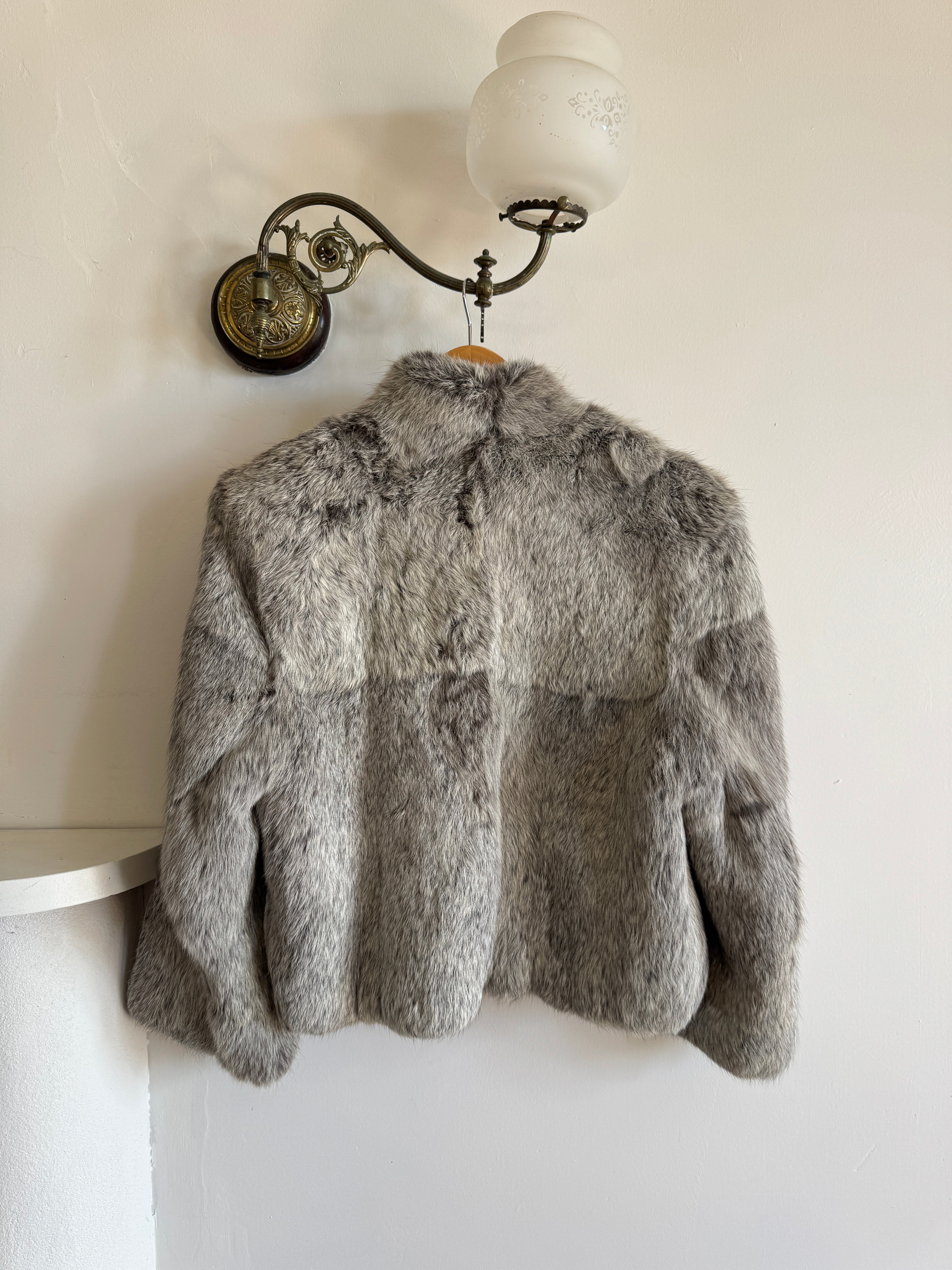 Vintage Grey Marle Fur Cropped Coat