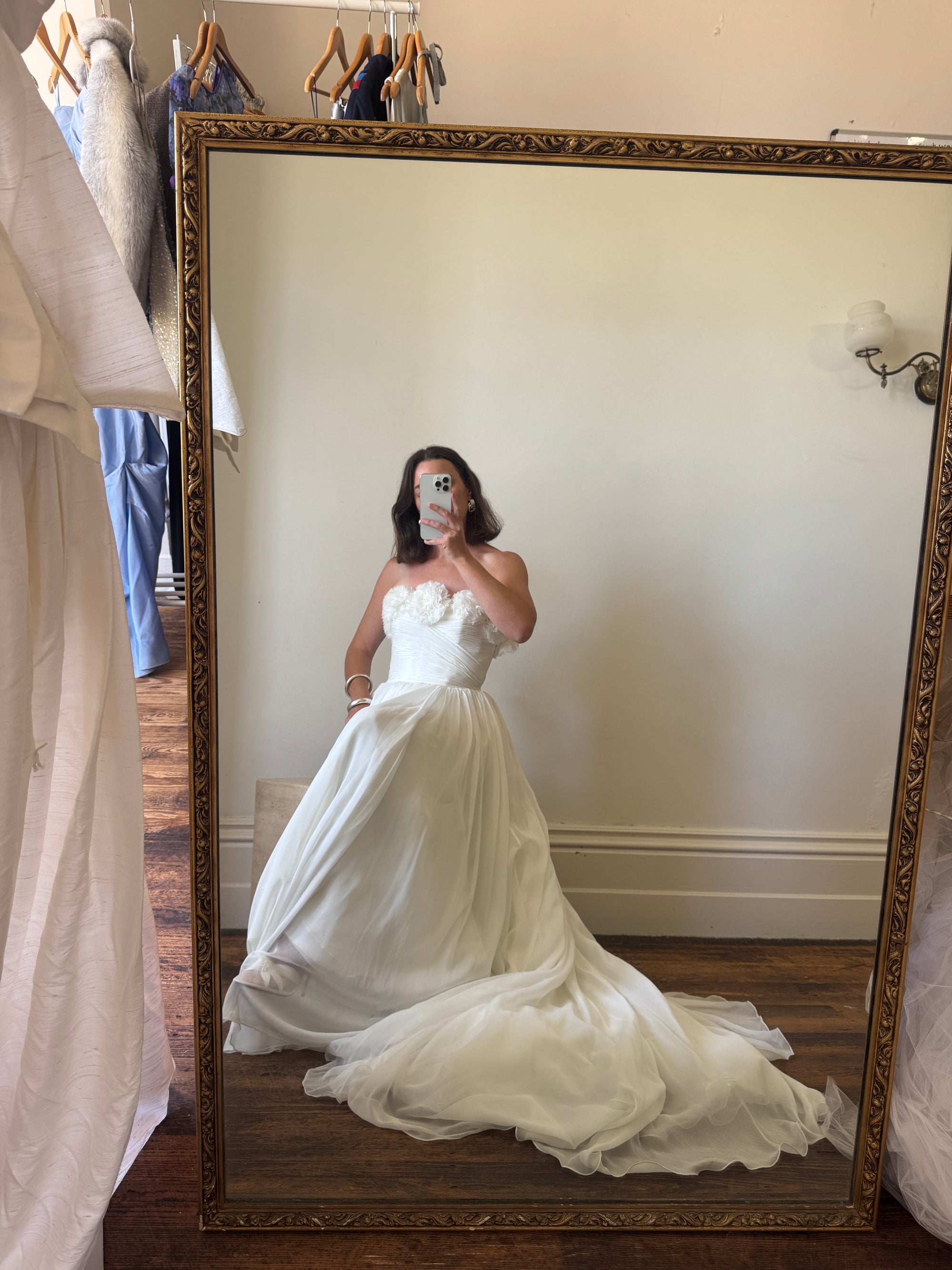 Vintage Y2K Cupcake Strapless Chiffon Wedding Gown