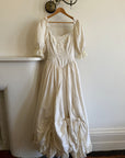 Vintage 90s Silk Puff Sleeve Embroidered Wedding Dress