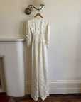Vintage 40s Jacquard Long Sleeve Wedding  Dress