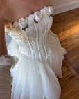 Vintage 90s Rosette Tulle Princess Wedding Gown with Gloves