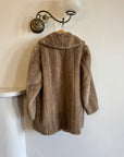 Vintage 60s Latte Faux Fur Mid Length Coat
