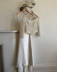Vintage 90s Italian Nude Long Sleeve Bustier and Silk Satin Skirt Set