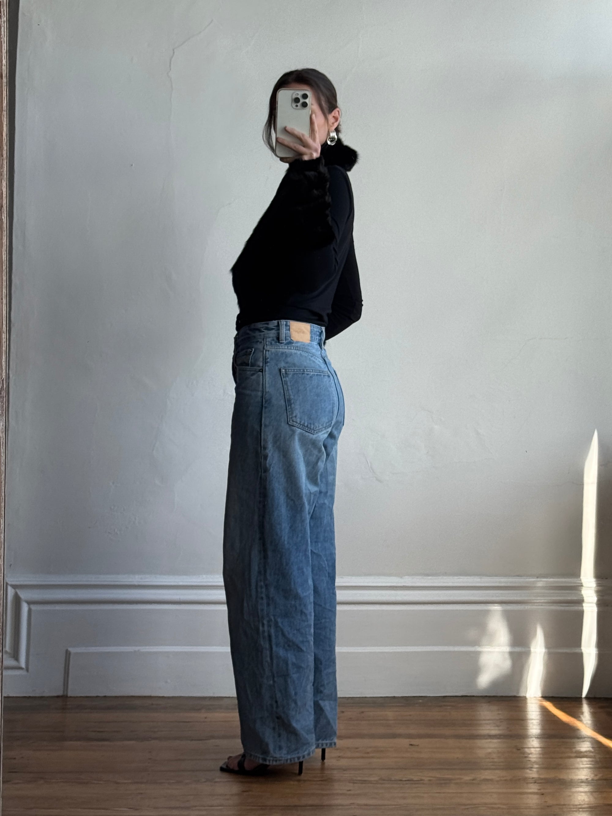 Vintage 90s Rare Plein Sud Wool Blend Knit with Fur Collar and Cuffs