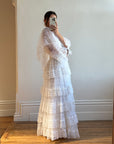 Vintage 70s Tiered Lace Ruffle Wedding Gown