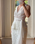 Vintage 90s Italian Organza Tie Top and Feather Skirt Bridal Set