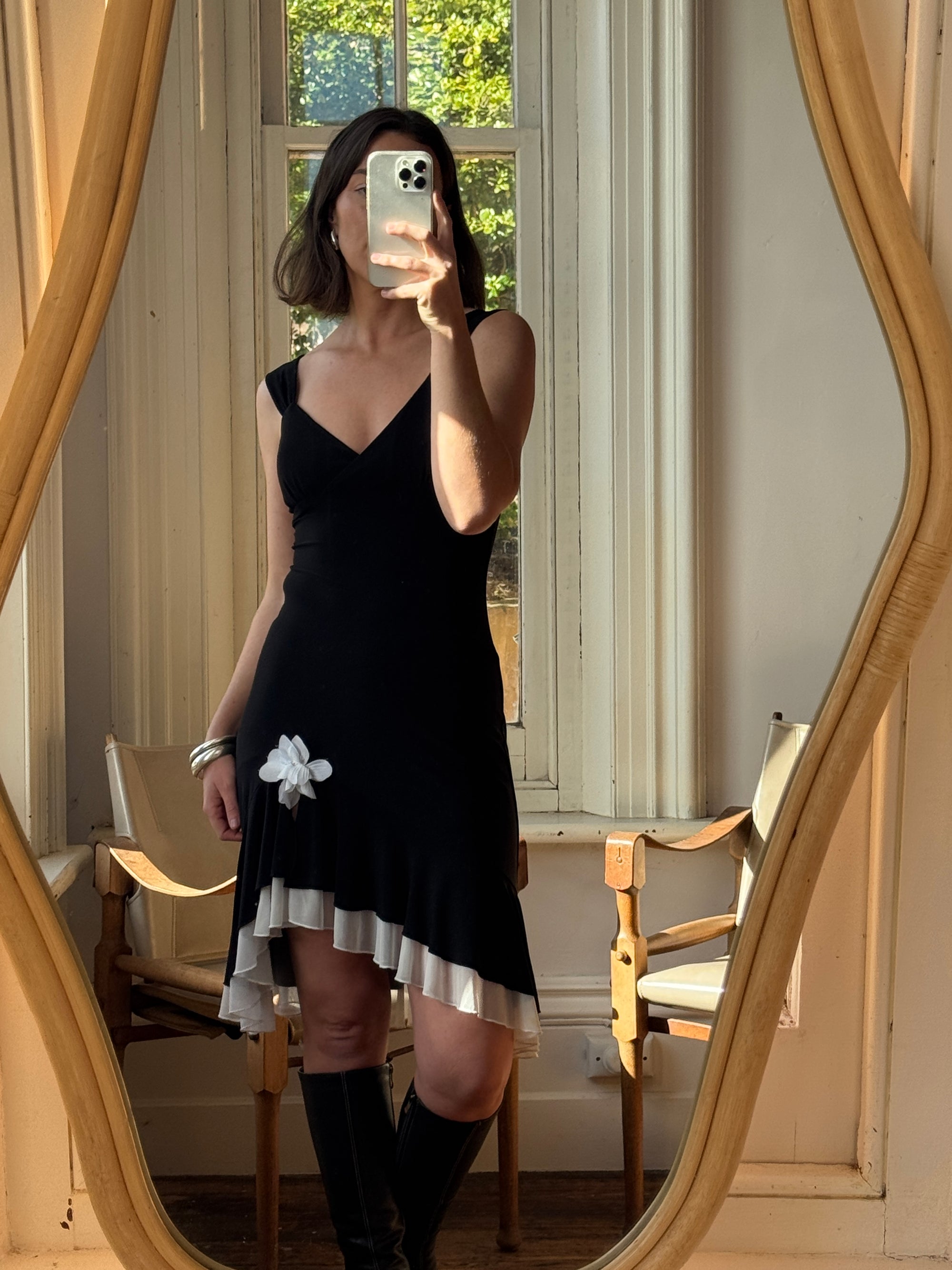 Vintage Y2K Jersey Black and White Party Dress