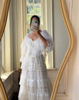 Vintage 70s Tiered Lace Ruffle Wedding Gown