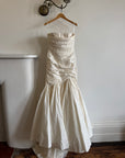 Vintage Y2K Pure Silk Taffeta Gathered Fishtail Wedding Gown