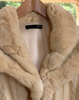 Vintage Y2K Italian Leather and Fur Belted Jacket with Hood
