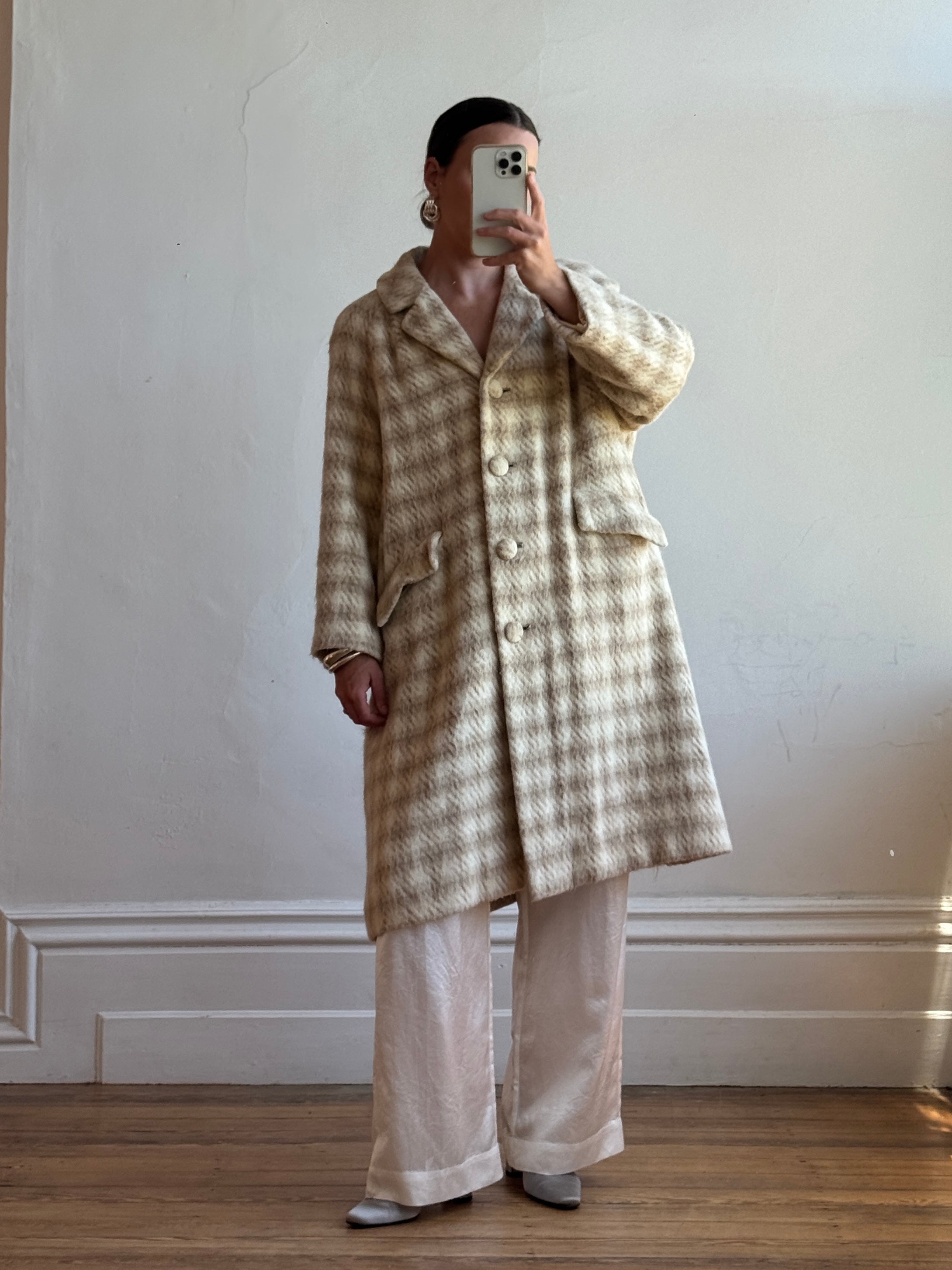Vintage 60s Wool and Mohair Creme Check Coat – Call Me The Breeze