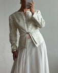 Vintage 90s Jacquard Rhinestone Jacket and Chiffon Bridal Skirt Set