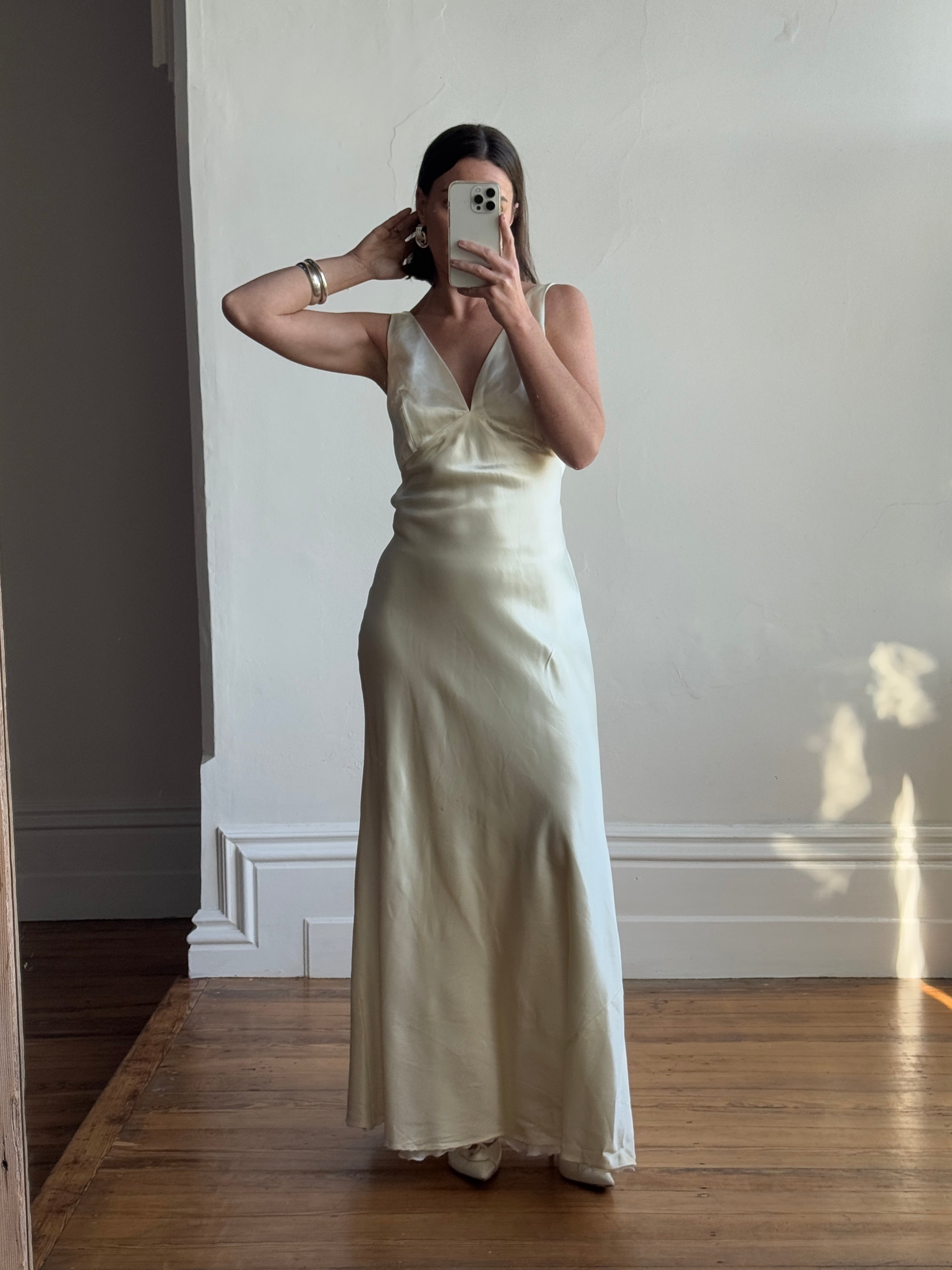 Vintage 90s Australian Made Satin Backless Wedding Dress