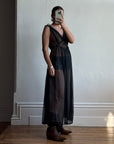 Vintage 60s Noir and Nude Chiffon V Slip Dress
