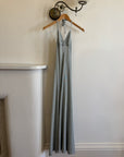 Vintage 70s Lurex Ice Blue Halter Maxi Dress