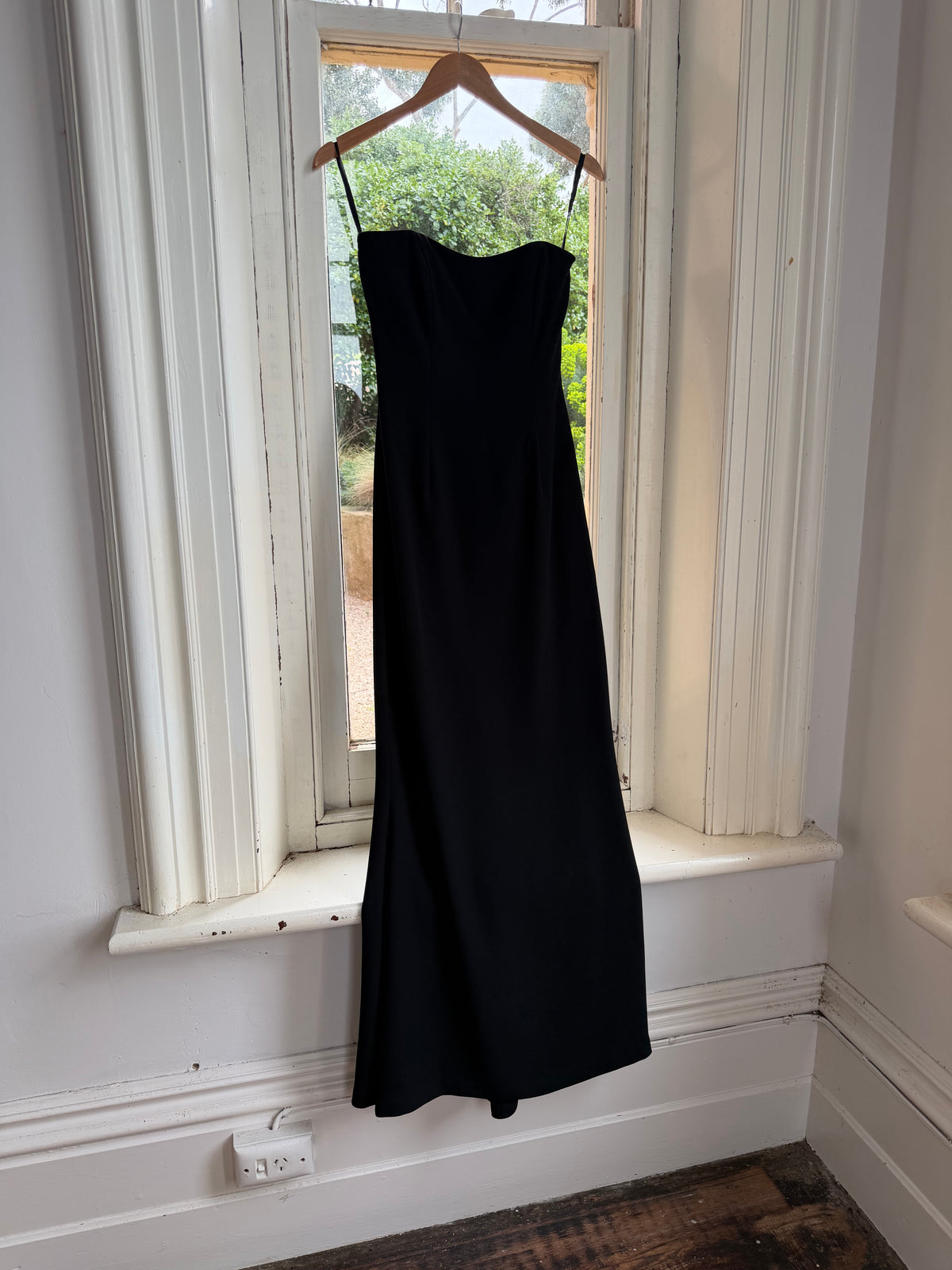 Vintage 90s Black Sleeveless Column Maxi Dress