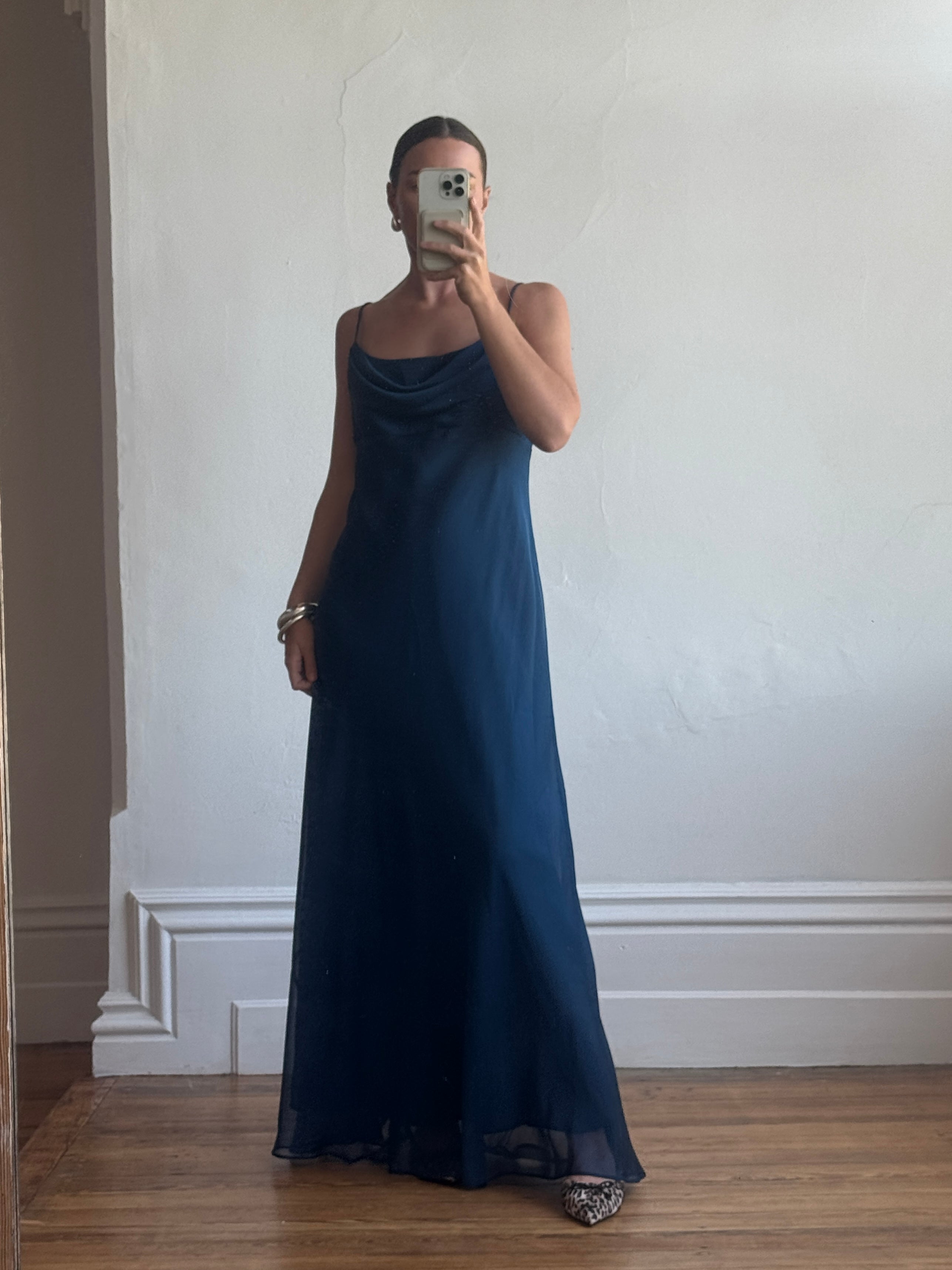 Vintage 90s Australian Made Navy Spaghetti Strap Dress