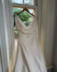Vintage 90s Ivory Silk V-Neck A-Line Wedding Gown