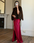 Vintage 60s Chocolate Brown Fur Scalloped Caplet