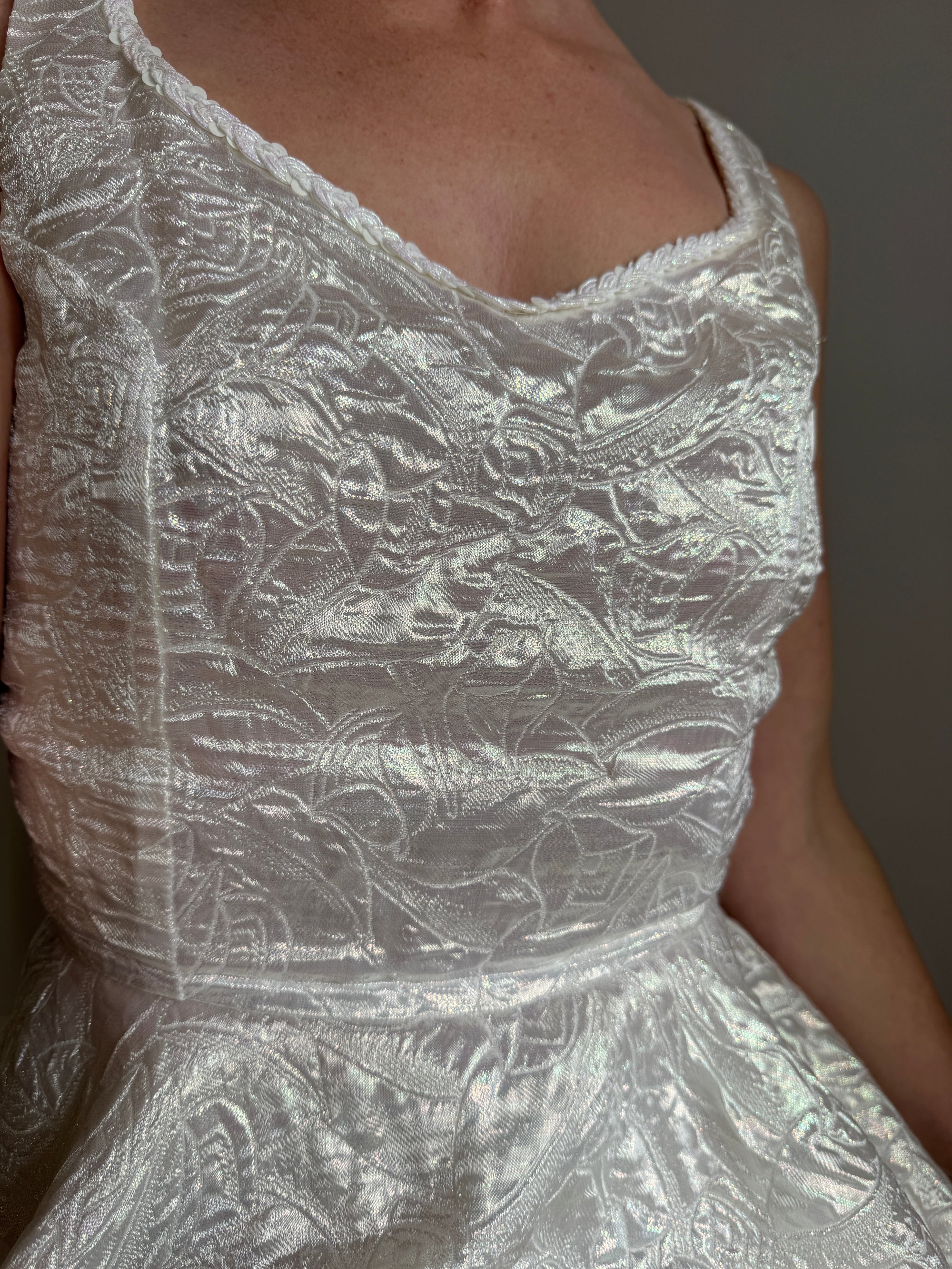 Vintage 80s Love Heart Brocade Shimmer Mini Dress