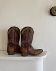 Vintage Mexican Old Gringo Western Cowboy Boots Cognac Brown