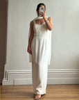 Vintage 90s Crepe Beaded Column Bridal Slip