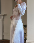Vintage 40s Liquid Silk Satin Sheer Lace Wedding Gown