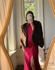Vintage 60s Chocolate Brown Fur Scalloped Caplet