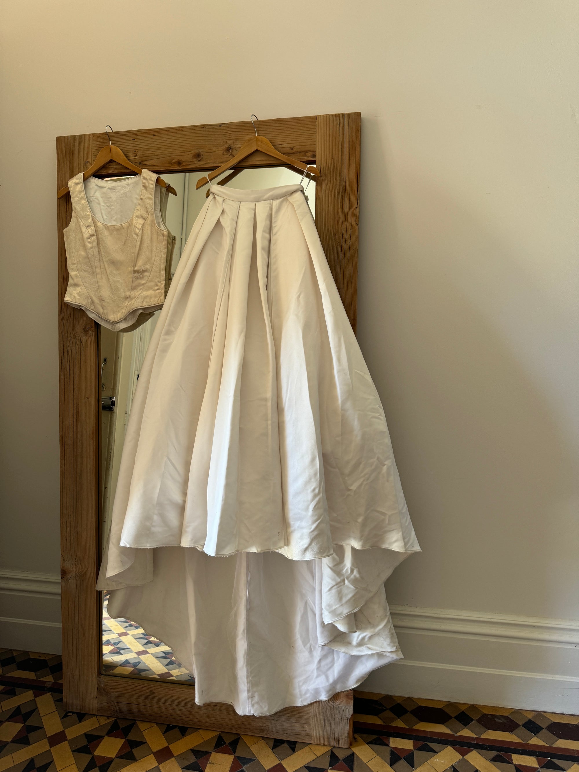 Vintage 90s Brocade Corset and Princess Satin Skirt Bridal Set