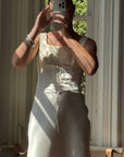 Vintage 90s Lace Up Waist Satin Column Wedding Dress