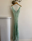 Vintage 90s Pure Silk Aquamarine Fairy Beaded Dress